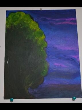 Green and Purple Tree Canvas Art - Unbranded Home Wall Painting